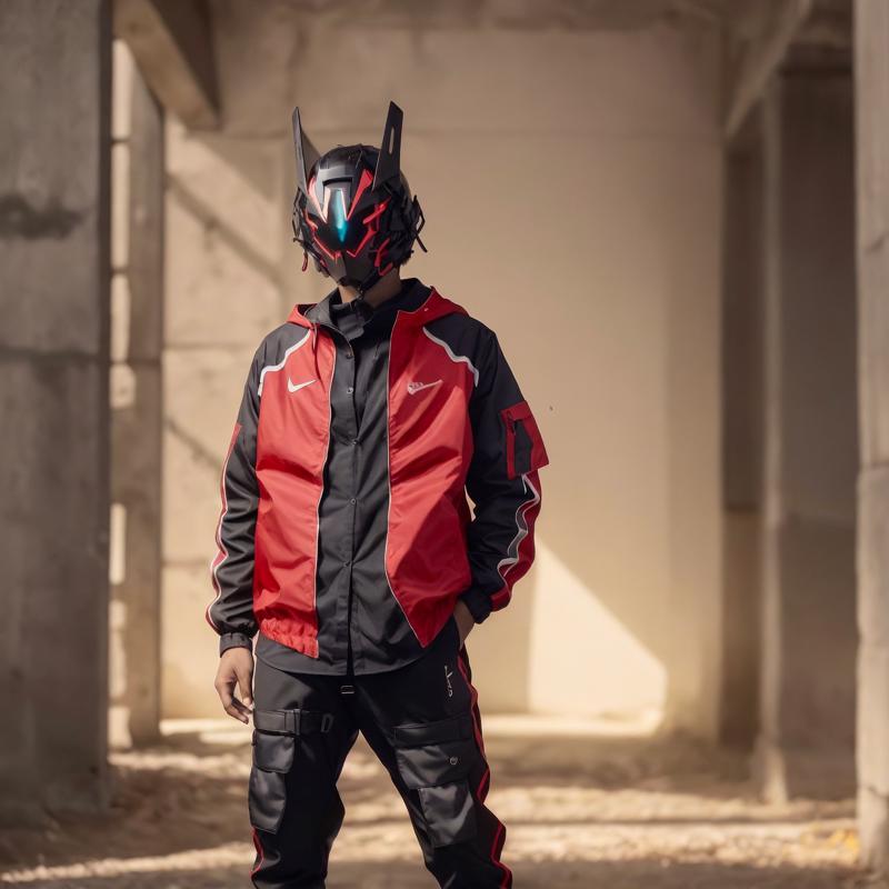 03544-3551888235-Scientific and technological sense, Hidden shirt, cyberhelmet, Asymmetrical clothes, Red and black windbreaker,Red and black ton.png